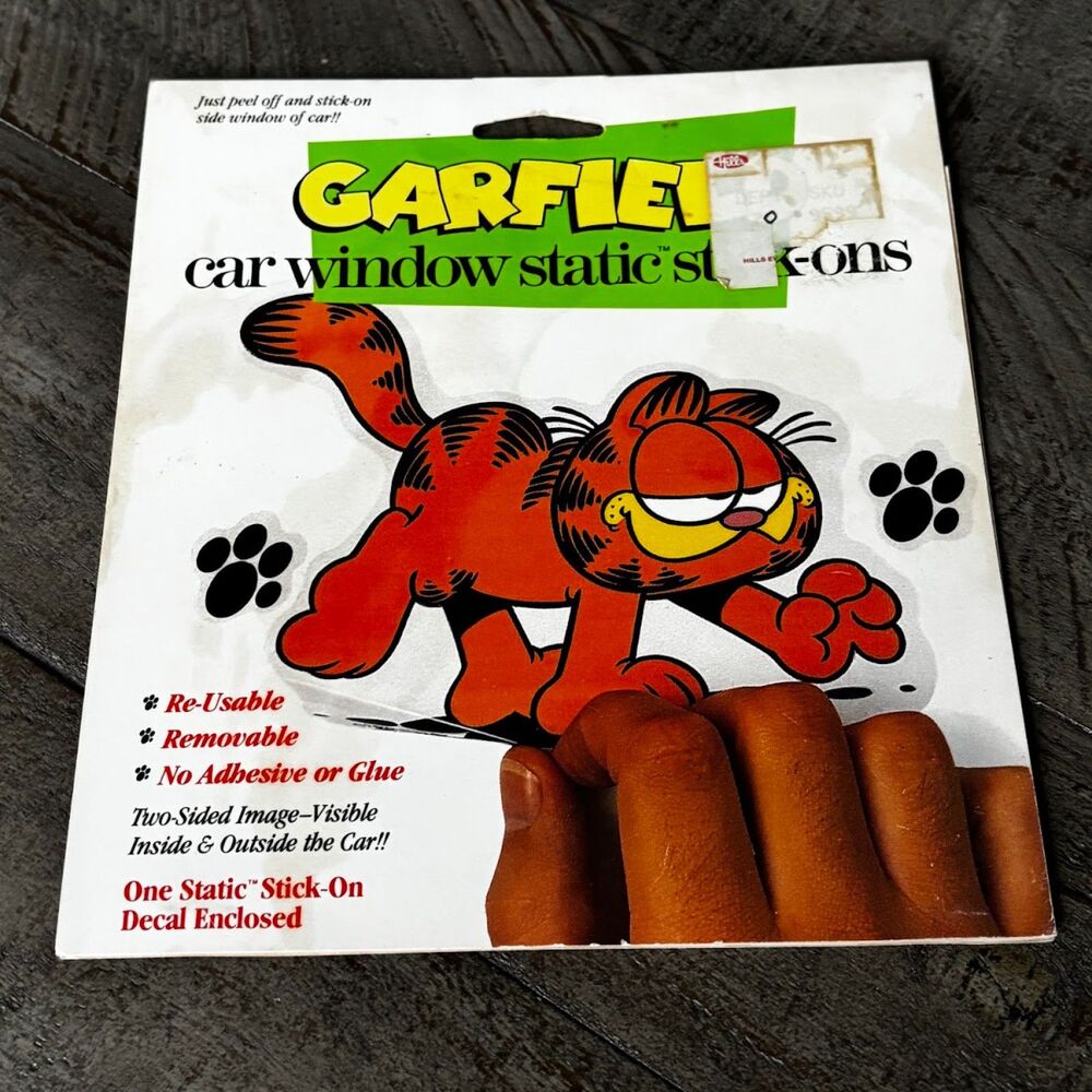 Vintage Garfield Car Window Static Stick-On Decal Double Sided Icon
